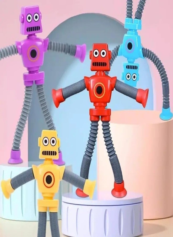 SANTALON Bendable Robot Figures, Flexible Robot, Telescopic Suction Cup Robot Toy, Pop Tubes, Fidget Tubes Sensory Toys for Girls Boys (Multicolor) (4 Pieces) - Image 3